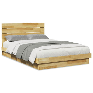 vidaXL Massivholzbett mit Kopfteil ohne Matratze 120x200 cm Eichenholz