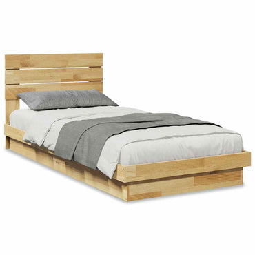 vidaXL Massivholzbett mit Kopfteil ohne Matratze 100x200 cm Eichenholz
