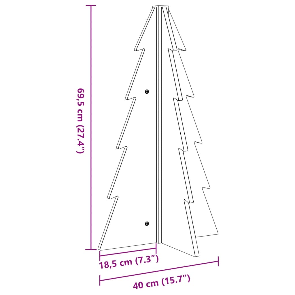 vidaXL Sapin de Noël en bois à décorer 69,5 cm Bois de pin massif