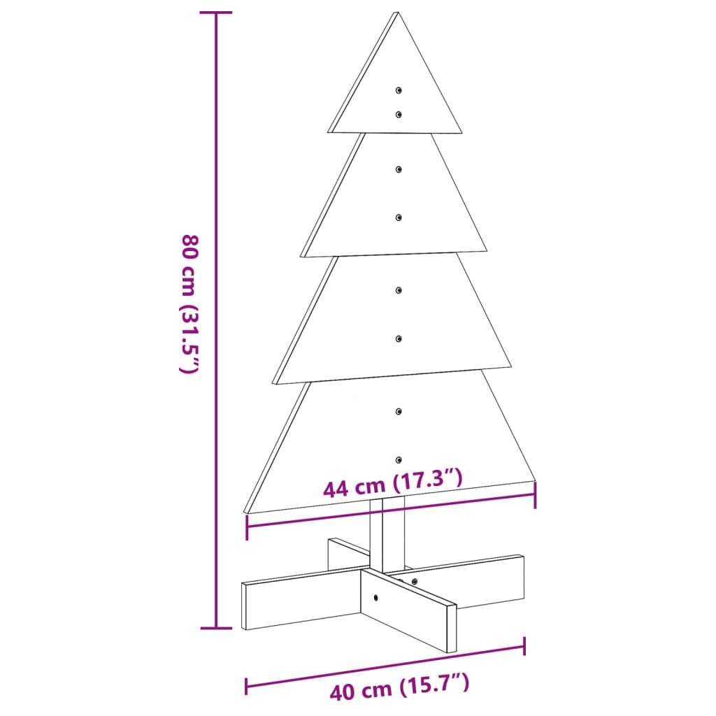vidaXL Sapin de Noël en bois à décorer 80 cm Pin massif