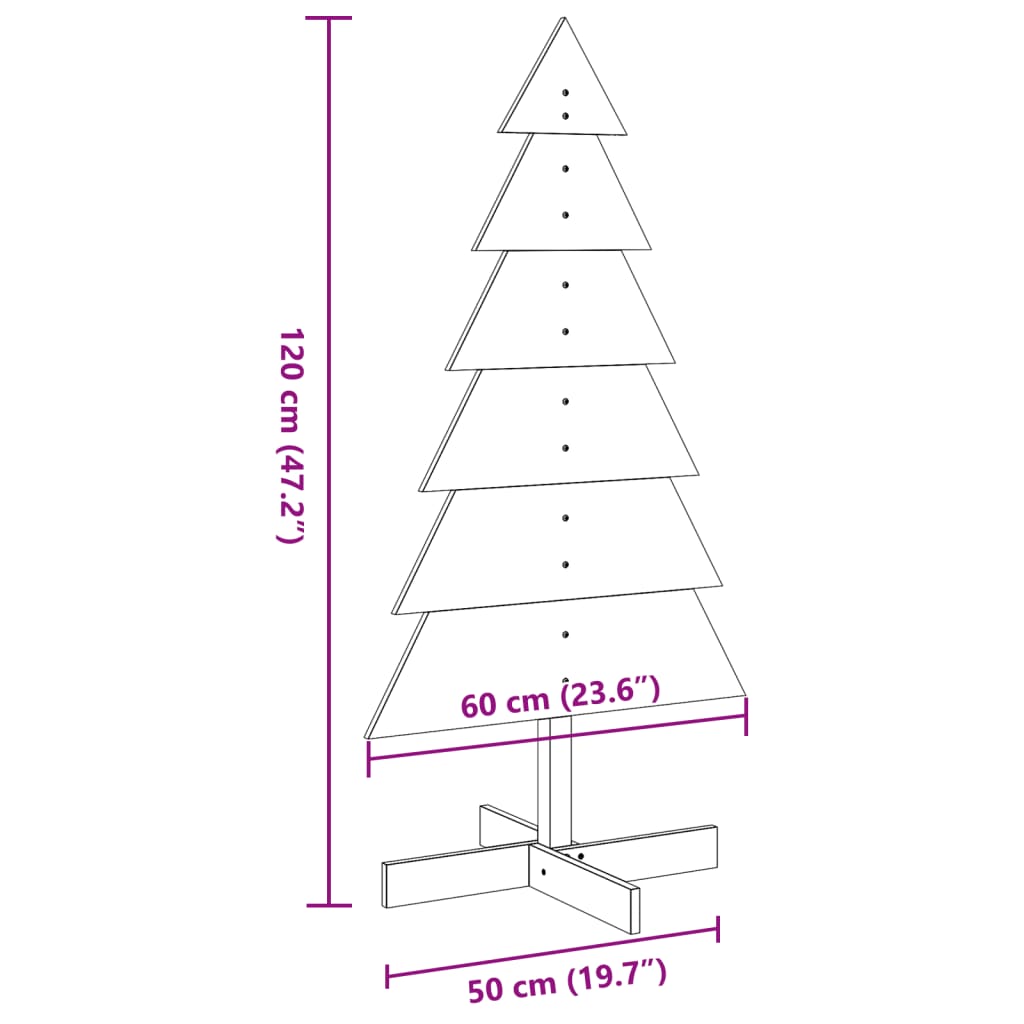 vidaXL Sapin de Noël en bois à décorer 120 cm Bois de pin massif