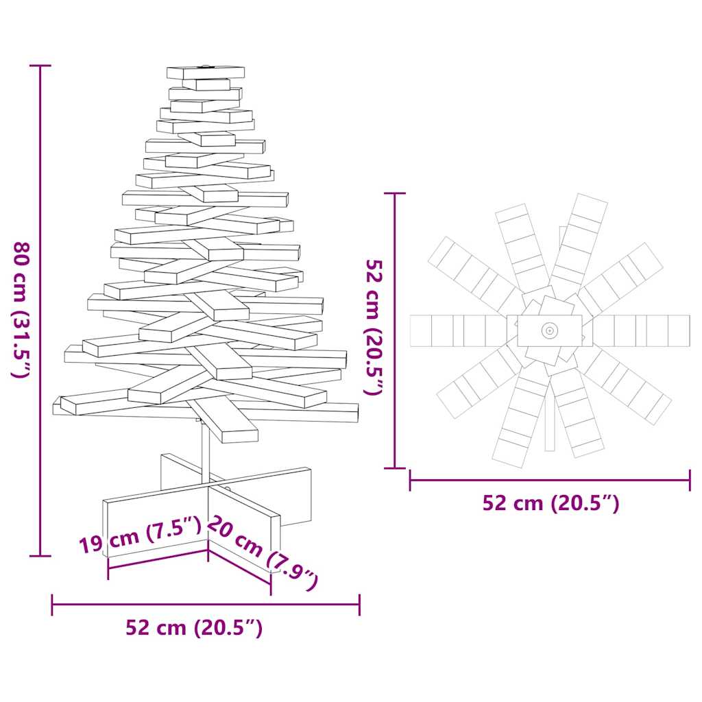 vidaXL Sapin de Noël à décorer en bois massif de pin 80 cm