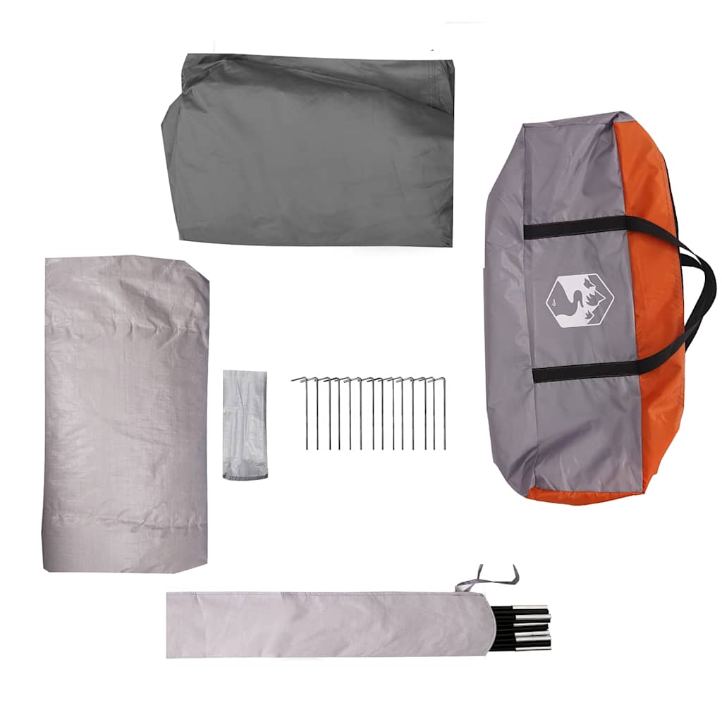 vidaXL Tente de camping 4 personnes gris et orange imperméable