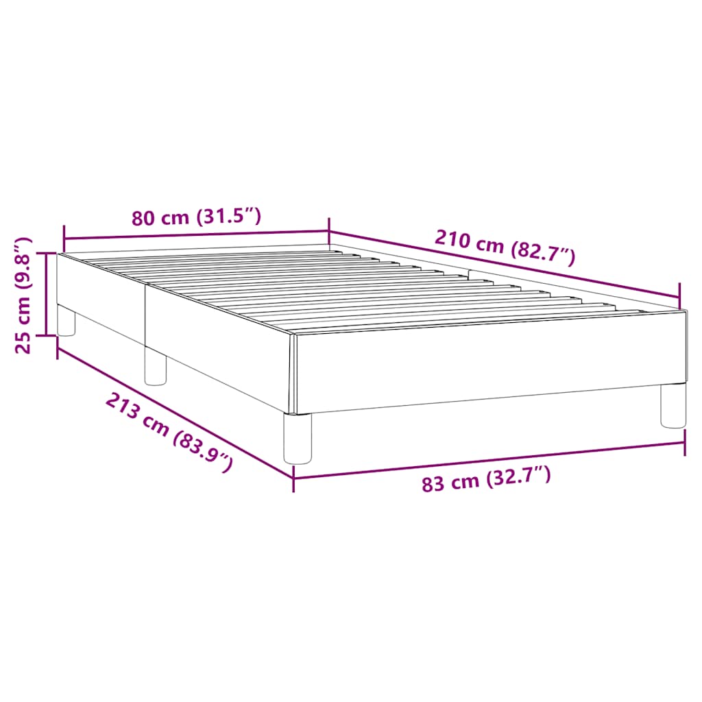 vidaXL Boxspringbett ohne Matratze Hellgrau 80x210 cm Samt