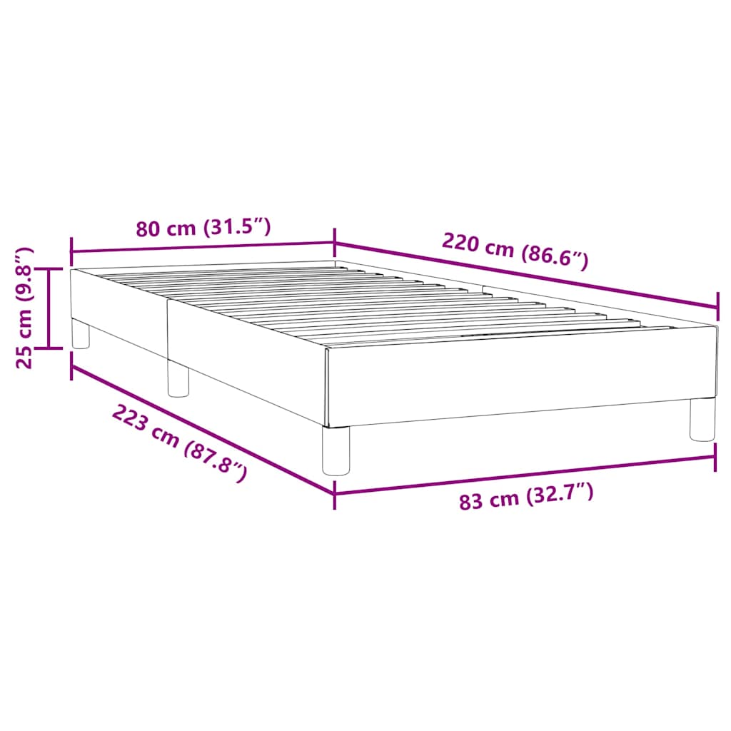 vidaXL Lit coffre sans matelas Velours Noir 80x220 cm