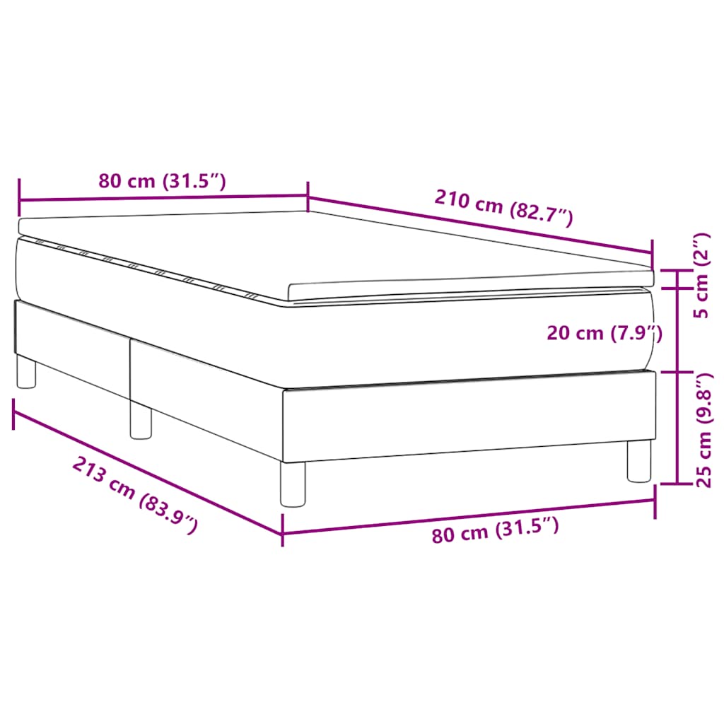 vidaXL Lit boxspring avec matelas bleu foncé 80x210 cm velours