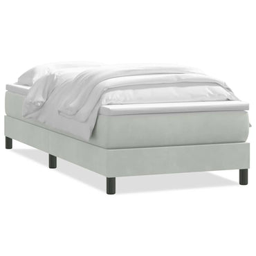 vidaXL Boxspringbett mit Matratze Hellgrau 100x210 cm Samt