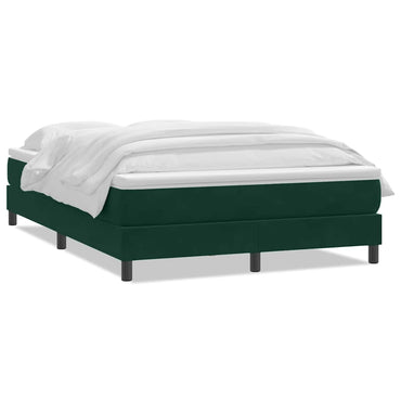 vidaXL Boxspringbett mit Matratze Dunkelgrün 140x210 cm Samt