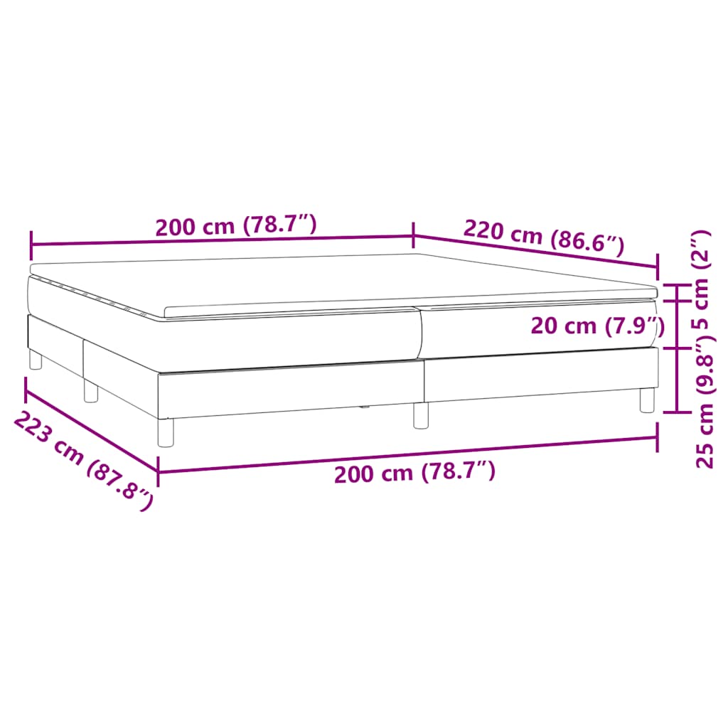 vidaXL Boxspringbett mit Matratze Dunkelgrün 200x220 cm Samt