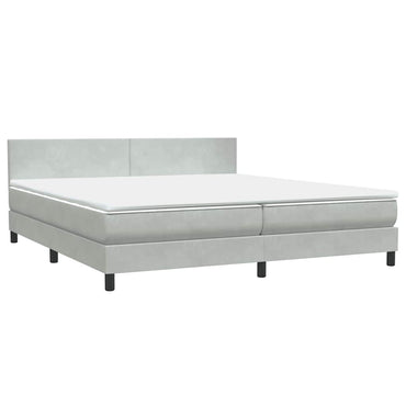vidaXL Boxspringbett mit Matratze Hellgrau 200x220 cm Samt