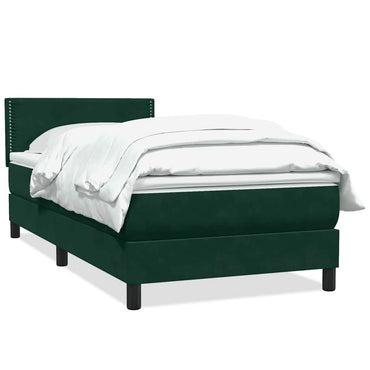 vidaXL Boxspringbett mit Matratze Dunkelgrün 90x210 cm Samt