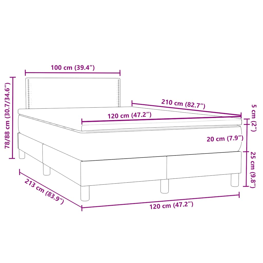 vidaXL Lit coffre avec matelas Vert foncé 120x210 cm Velours