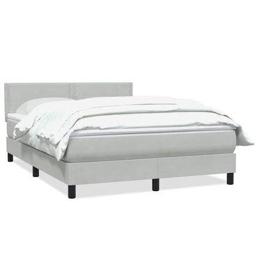 vidaXL Boxspringbett mit Matratze Hellgrau 140x220 cm Samt