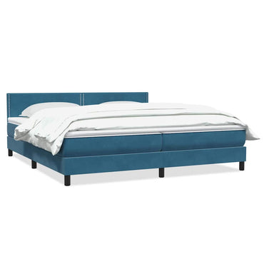 vidaXL Boxspringbett mit Matratze Dunkelblau 180x220 cm Samt