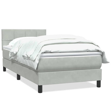 vidaXL Boxspringbett mit Matratze Hellgrau 100x210 cm Samt