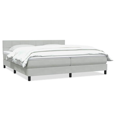 vidaXL Boxspringbett mit Matratze Hellgrau 200x210 cm Samt