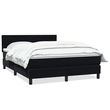 vidaXL Lit tapissier avec matelas Noir 160x220 cm Velours