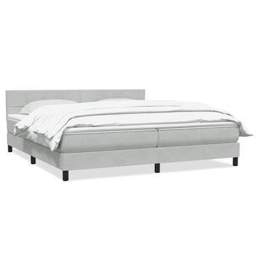 vidaXL Boxspringbett mit Matratze Hellgrau 180x220 cm Samt