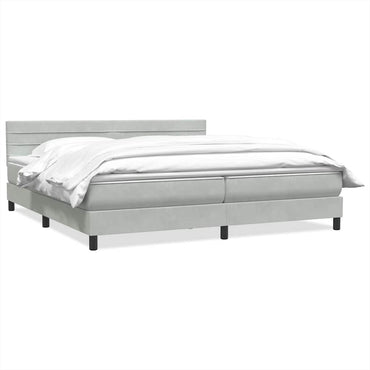 vidaXL Boxspringbett mit Matratze Hellgrau 200x220 cm Samt