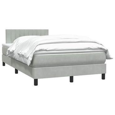 vidaXL Boxspringbett mit Matratze Hellgrau 120x210 cm Samt