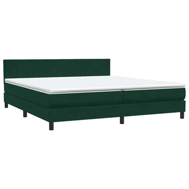 vidaXL Boxspringbett mit Matratze Dunkelgrün 180x210 cm Samt