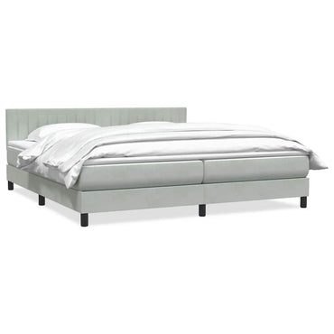 vidaXL Boxspringbett mit Matratze Hellgrau 200x220 cm Samt