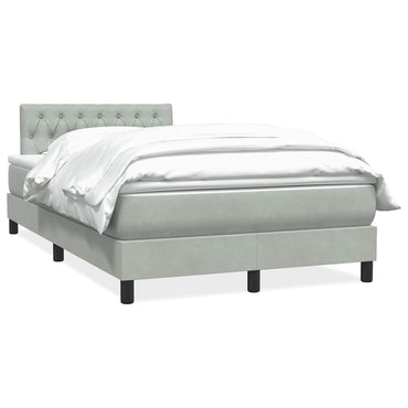 vidaXL Boxspringbett mit Matratze Hellgrau 120x210 cm Samt