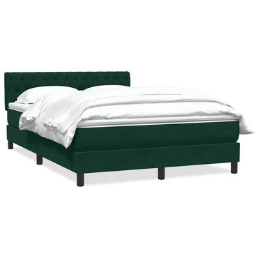 vidaXL Boxspringbett mit Matratze Dunkelgrün 140x210 cm Samt