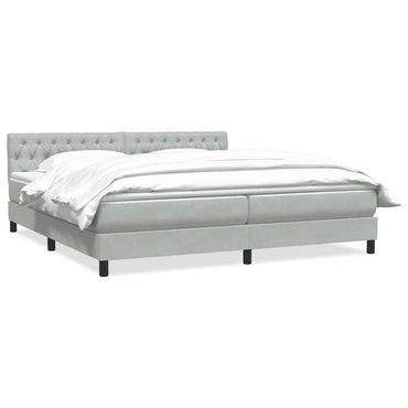 vidaXL Boxspringbett mit Matratze Hellgrau 200x210 cm Samt