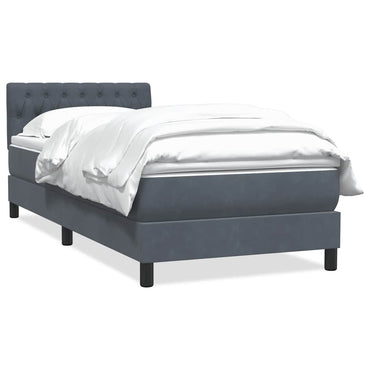 vidaXL Boxspringbett mit Matratze Dunkelgrau 80x220 cm Samt