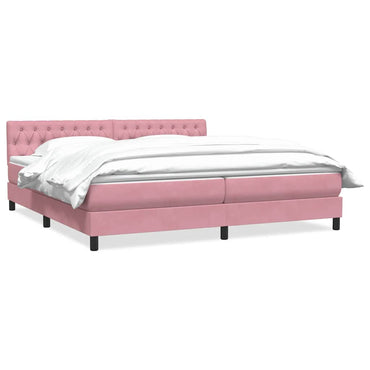 vidaXL Boxspringbett mit Matratze Rosa 180x220 cm Samt