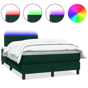 vidaXL Lit tapissier avec matelas et LED Vert foncé 120x210 cm Velours