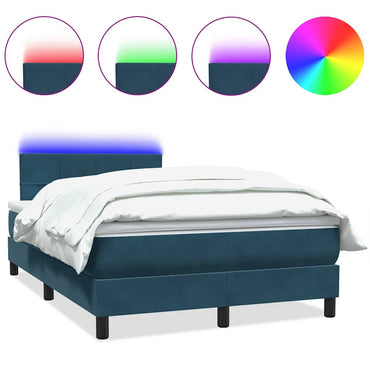 vidaXL Boxspringbett mit Matratze & LED Dunkelblau 120x210 cm Samt