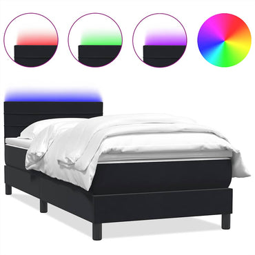 vidaXL Lit avec sommier tapissier, matelas et LED Noir 80x220 cm Velours