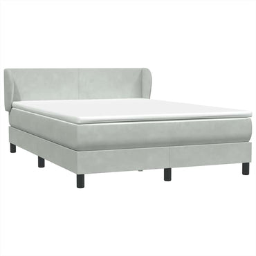 vidaXL Boxspringbett mit Matratze Hellgrau 160x210 cm Samt
