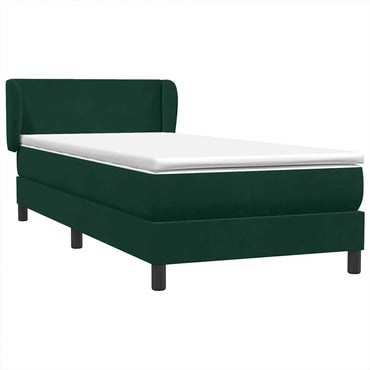 vidaXL Boxspringbett mit Matratze Dunkelgrün 90x220 cm Samt