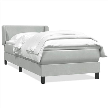 vidaXL Boxspringbett mit Matratze Hellgrau 100x220 cm Samt