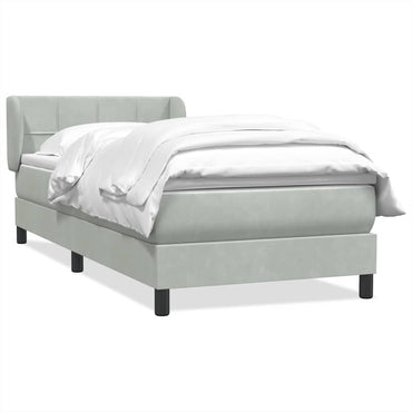 vidaXL Boxspringbett mit Matratze Hellgrau 100x210 cm Samt
