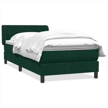 vidaXL Boxspringbett mit Matratze Dunkelgrün 100x220 cm Samt