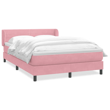 vidaXL Boxspringbett mit Matratze Rosa 140x210 cm Samt