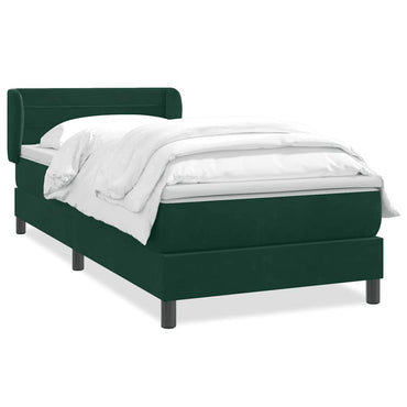 vidaXL Boxspringbett mit Matratze Dunkelgrün 80x220 cm Samt