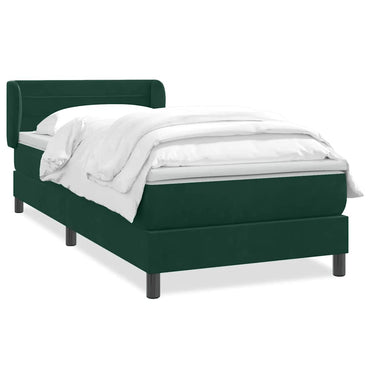 vidaXL Boxspringbett mit Matratze Dunkelgrün 100x220 cm Samt