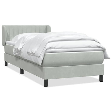 vidaXL Boxspringbett mit Matratze Hellgrau 100x210 cm Samt