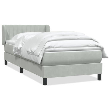 vidaXL Boxspringbett mit Matratze Hellgrau 100x220 cm Samt
