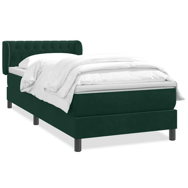 vidaXL Boxspringbett mit Matratze Dunkelgrün 80x210 cm Samt