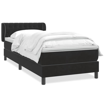 vidaXL Boxspringbett mit Matratze Schwarz 100x220 cm Samt