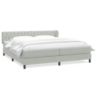 vidaXL Boxspringbett mit Matratzen Hellgrau 180x220 cm Samt