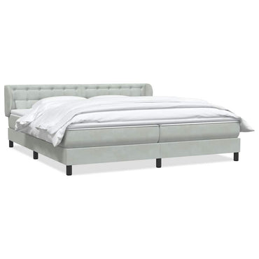 vidaXL Boxspringbett mit Matratzen Hellgrau 200x210 cm Samt