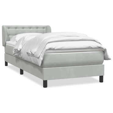vidaXL Boxspringbett mit Matratze Hellgrau 80x220 cm Samt