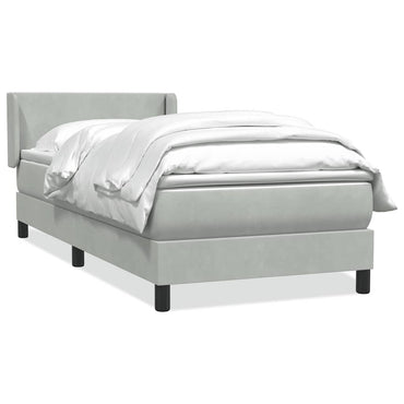 vidaXL Boxspringbett mit Matratze Hellgrau 90x220 cm Samt